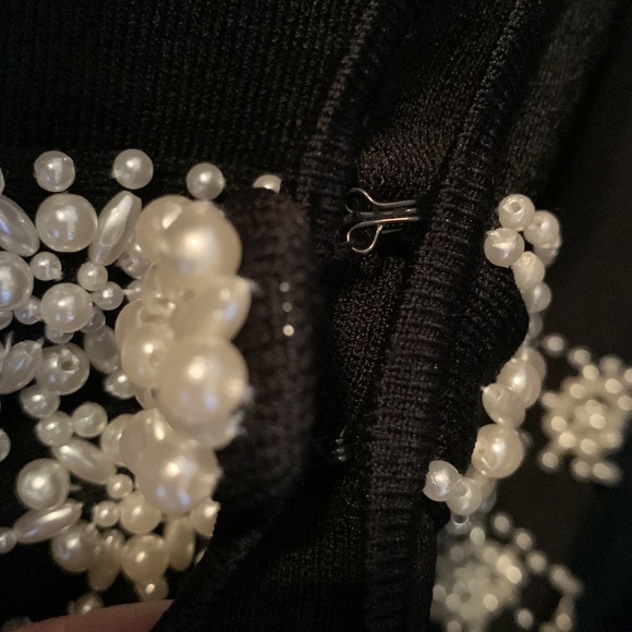 Cable & Gauge Gorgeous Dressy Cardigan has Pearly beads deco, front hook closure - Picture 9 of 9